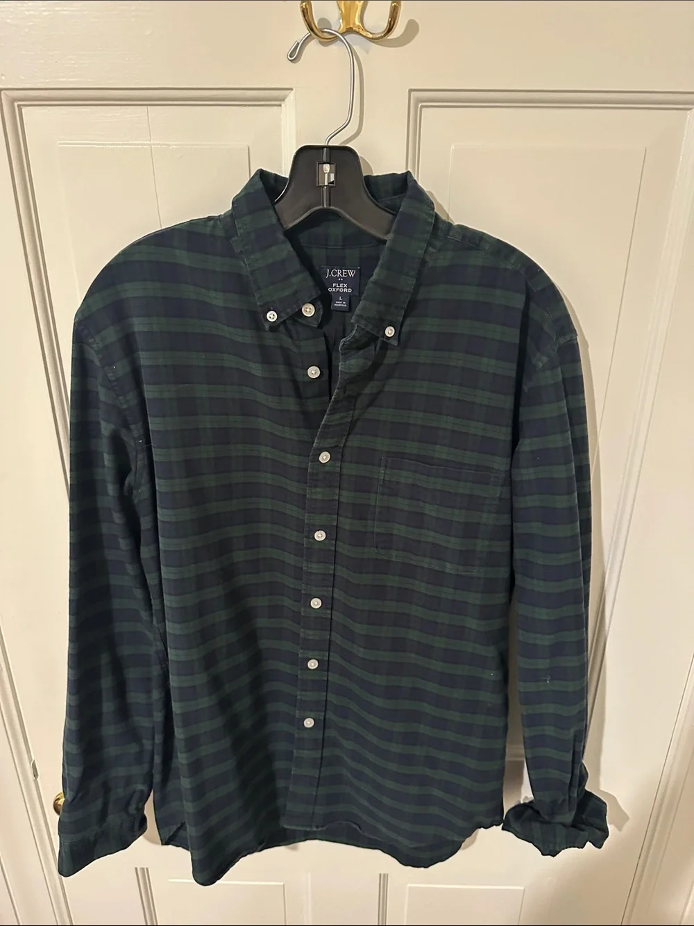 J. Crew Green and Navy Plaid Button-Down Shirt